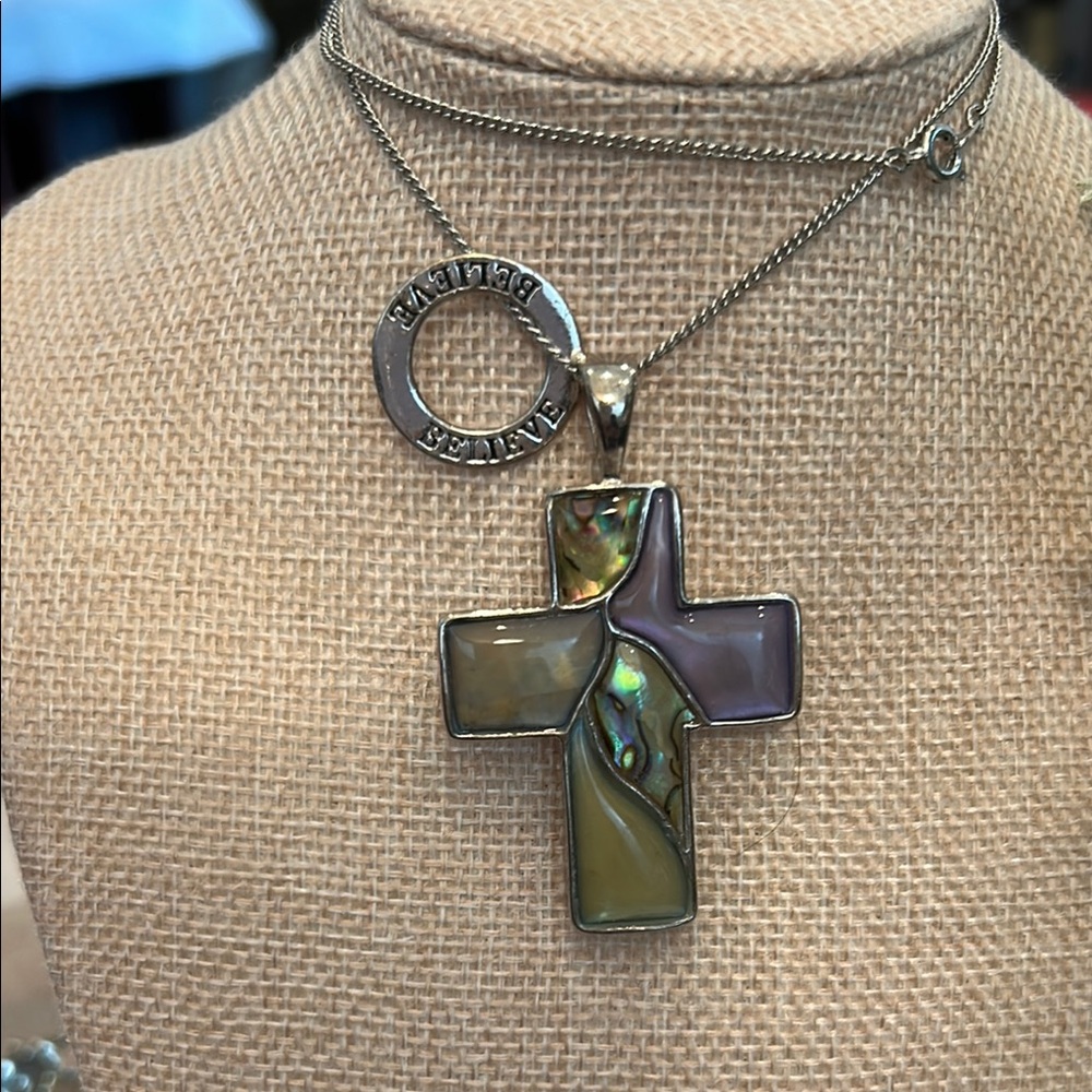 Elegant Multicolor Cross Pendant Necklace